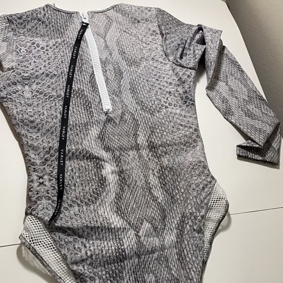 NWT  Varley Snake Print Swimsuit XS only Rash Guard Wetsuit Material - Picture 10 of 13